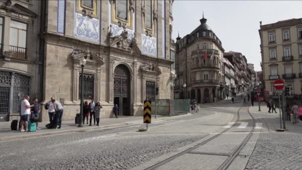 Porto Portugal 202 Pemandangan Gereja Santo Antnio Dos Congregados Pusat — Stok Video
