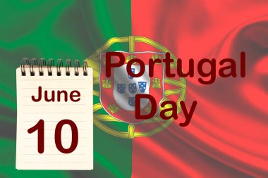 10 Haziran 'ı gösteren bayrak ve takvimle Portekiz Günü kutlaması.