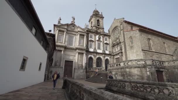 Porto Portugal Mars 2022 Yttre Över Francis Kyrkan Stadens Centrum — Stockvideo
