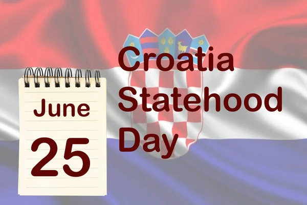 Célébration Journée Etat Croatie Avec Drapeau Calendrier Indiquant Juin — Photo