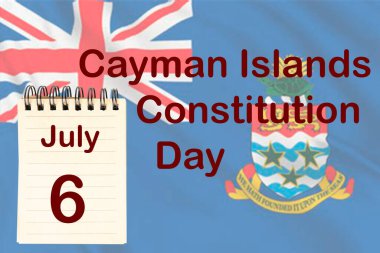 Cayman Adaları Anayasa Günü 'nün 6 Temmuz' u gösteren bayrak ve takvimle kutlanması
