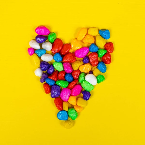 Shape Heart Formed Colored Pebbles — стоковое фото