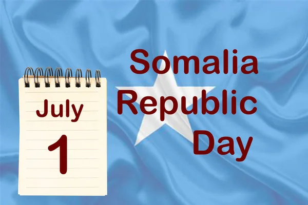 Célébration Journée République Somalie Avec Drapeau Calendrier Indiquant 1Er Juillet — Photo
