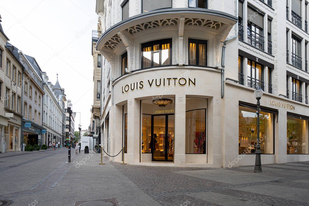 Luxembourg city, May 2022. External view of the Louis Vuitton brand shoip in the city cente
