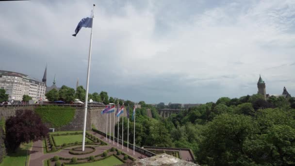 Luxemburg Stad Mei 2022 Panoramisch Uitzicht Het Petrusse Park Het — Stockvideo