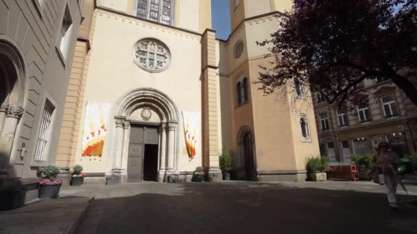 Lussemburgo Maggio 2022 Veduta Esterna Della Facciata Della Chiesa Sant — Video Stock