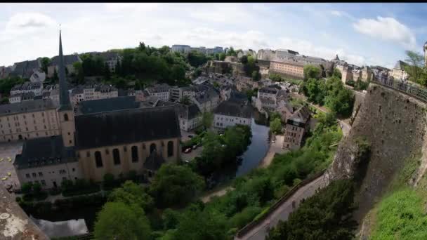 Luxembourg Mai 2022 Vue Sur Quartier Grund Dans Centre Ville — Video