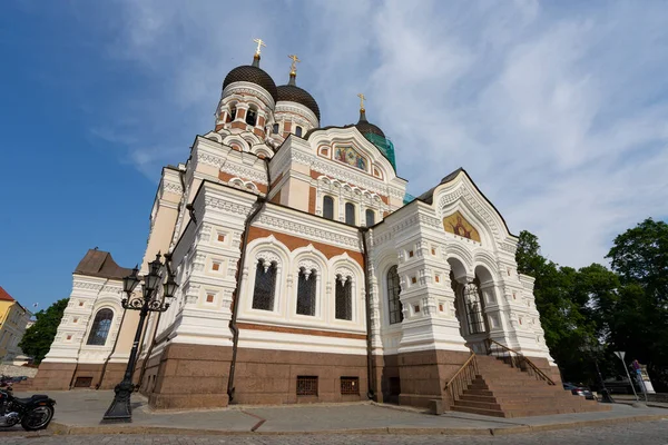 Tallin Estonia Lipiec 2022 Widok Zewnętrzny Katedrę Aleksandra Nevskija Centrum — Zdjęcie stockowe