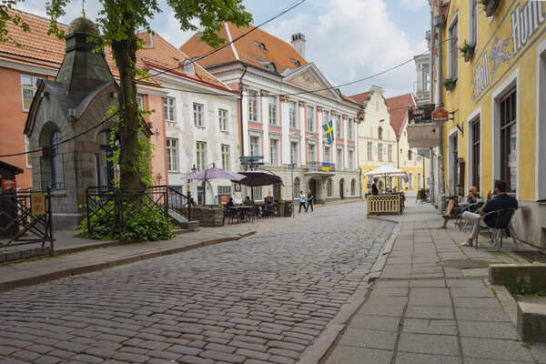 Tallinn, Estonia. July 2022. view of the typical medieval houses in the historic center of the city