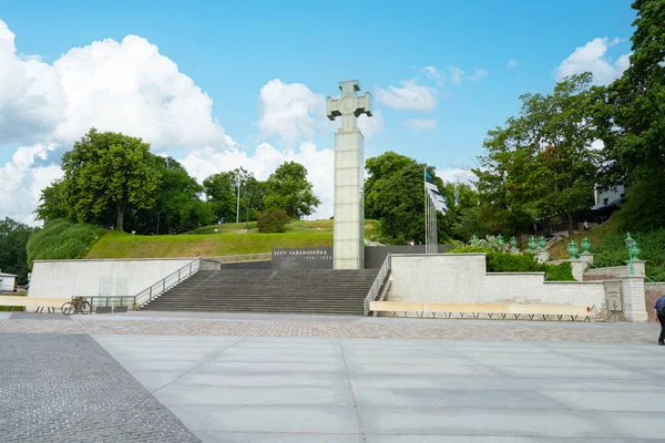 Tallinn, Estonia. July 2022.  Tallinn, Estonia. July 2022.  view of the Victory Column of the Independence of Estonia in the city center