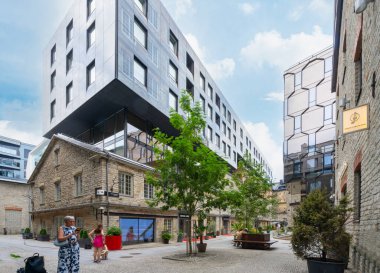Tallinn, Estonia. July 2022.  view of the modern and old buildings in the Rotermann City quarter in the city cente