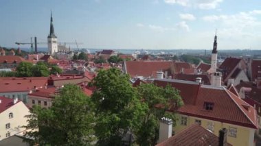 Tallinn, Estonya. Temmuz 2022 Kohtuotsa izleme platformundan şehrin görüntüsü.