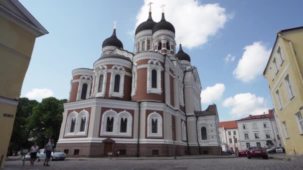 Tallin Estonia Julio 2022 Vista Exterior Catedral Aleksandr Nevskij Centro — Vídeos de Stock