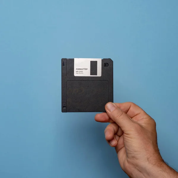 Old Floppy Disk Data Storage Hand — 스톡 사진