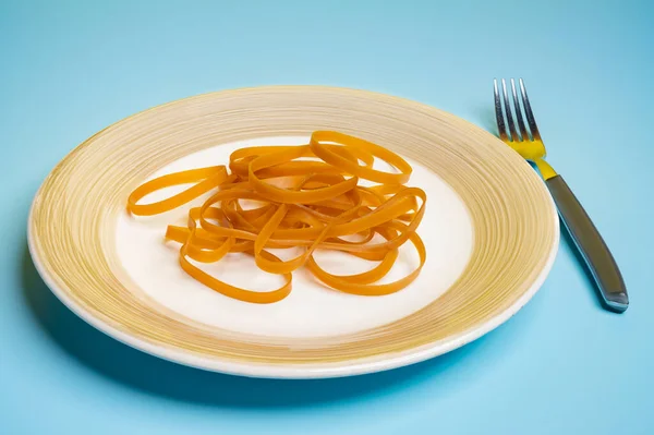 Handful Rubber Bands Plate — 스톡 사진