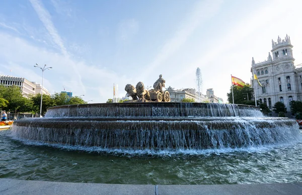 2022年9月 西班牙马德里市中心齐贝勒斯喷泉的景观 — 图库照片