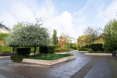 Kopenhag, Danimarka. Ekim 2022 şehir merkezindeki Amalie Garden 'ın panoramik manzarası