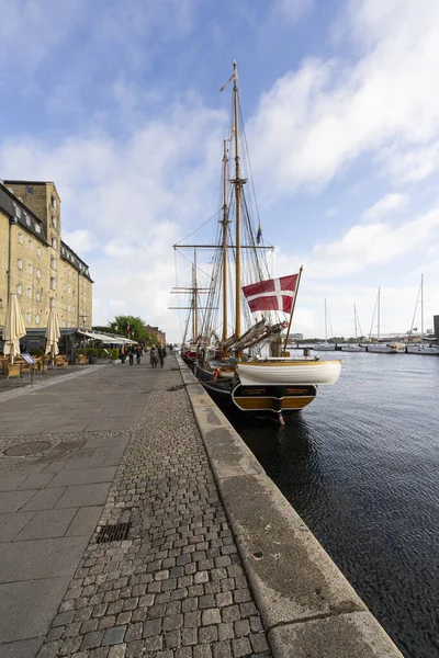 Copenhague Dinamarca Octubre 2022 Viejo Recipiente Madera Amarrado Muelle Centro — Foto de Stock