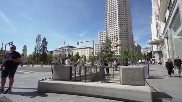 Madrid Spanyol September 2022 Orang Orang Jalan Plaza Espana Pusat — Stok Video
