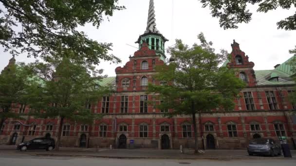 Kopenhaga Dania Październik 2022 Widok Zabytkowy Budynek Dawnej Siedziby Giełdy — Wideo stockowe