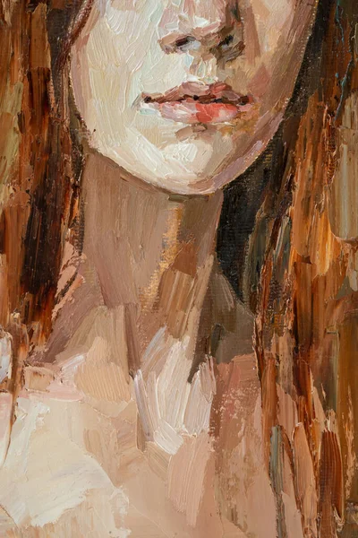 Pintura al óleo. Retrato de una chica pelirroja. —  Fotos de Stock