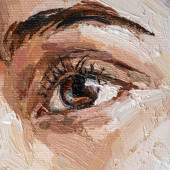 Картина, постер, плакат, фотообои "brown-eyed girl on a white background.", артикул 522031682