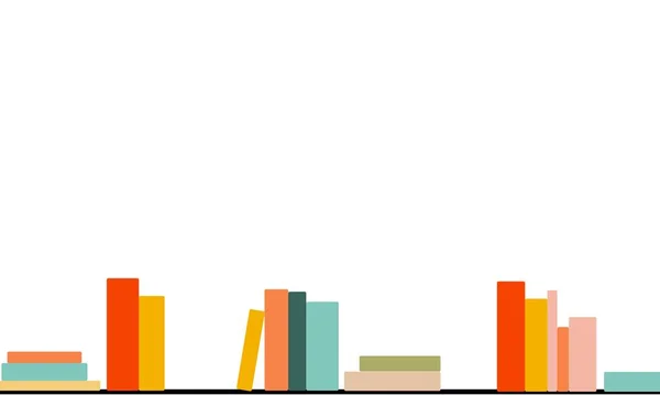Векторний дизайн настінних полиць з різними книгами. Час читати. Набір книг, літератури, словників, зошитів та енциклопедій. Кольорова плоска ілюстрація на ізольованому білому тлі . — стоковий вектор