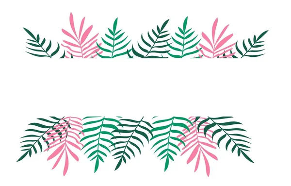 Piante bandiera vettore minimalista. Disegnato a mano floreale, erba, rami, foglie su sfondo bianco. Verde semplice modello orizzontale. Semplice stile piatto. Tutti gli elementi sono isolati e modificabili — Vettoriale Stock