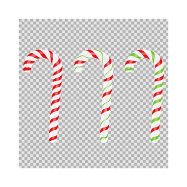 Gerçekçi Noel şeker kamışı kümesi. İzole vektör çizim simgesi.