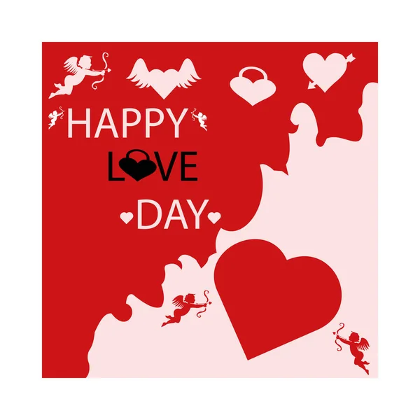 Valentijnsdag Concept Achtergrond Vector Illustratie Rode Papieren Harten Leuke Liefde — Stockvector