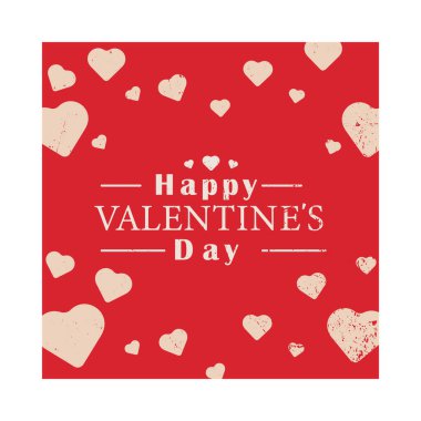 Düz Sevgililer Günü kartı, afiş, poster, pembe kalpli afiş. Kırmızı izole edilmiş arkaplanda vektör illüstrasyonu.