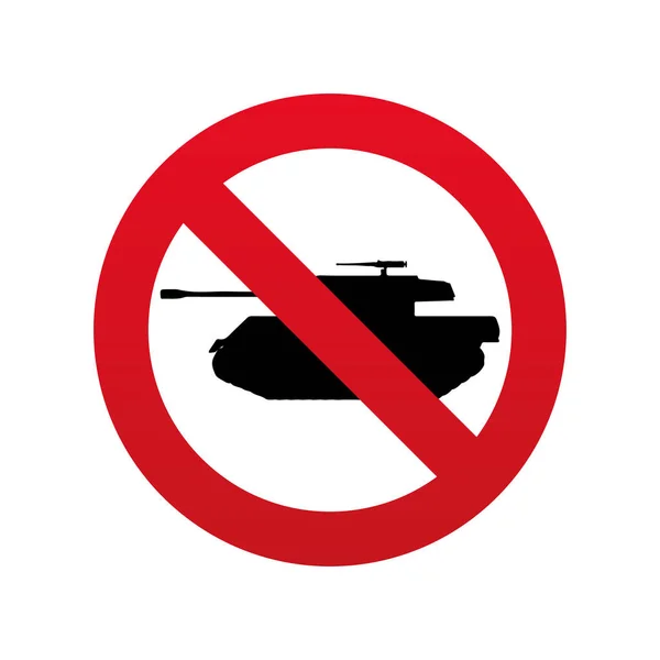 Tanque Militar Prohibido Signos Gráficos Vectoriales Sobre Fondo Blanco — Vector de stock