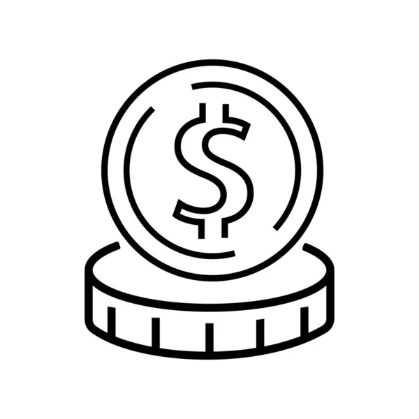 Dinero Icono Línea Vector Sistema Pago Signos Precios Moneda Dólar — Vector de stock