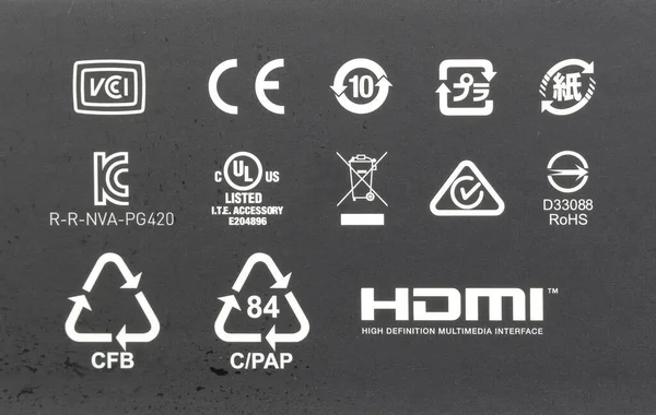 symbols and signs on packaging products, information about the goods being transported and a sign of recycling,  icon set for green eco packaging.
