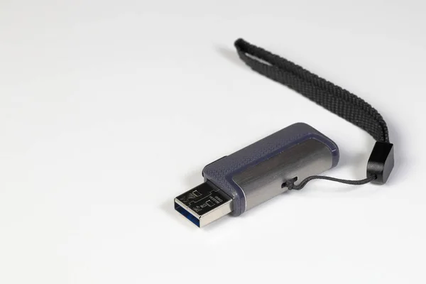 Kettős Usb Vagy Usb Type Flash Drive Szíjjal Okostelefonokhoz Vagy — Stock Fotó