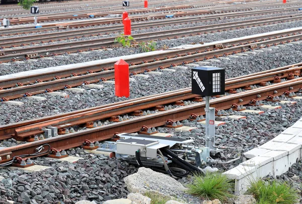 signaling device or traffic light  signal with controller on railway, near junction or Railway station.