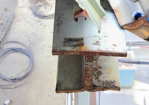 Beam Oder Metallschneider Stahlschneiden Acetylenbrenner Auf Der Baustelle — Stockfoto