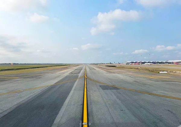 Aeroporto Vista Airplane Taxiway Caminho Para Transferência Aeronaves Para Pista — Fotografia de Stock