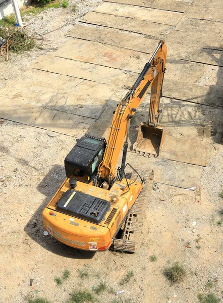 Escavadeira Com Martelo Hidráulico Retroescavadeira Para Destruição Trabalhos Concreto Rocha — Fotografia de Stock