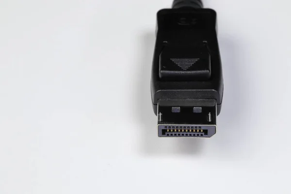 Closeup Display Port Monitor Cable Connector White Background — 图库照片