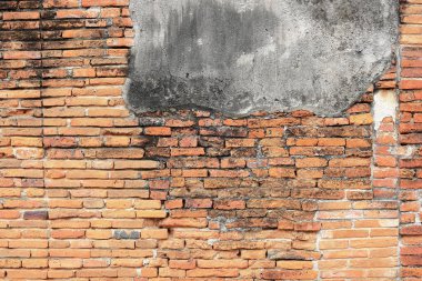 decay old red brick wall, wide panorama of masonry, bricklaying, old brick wall texture for background.