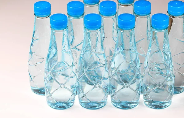 Collection Pet Bottles Water Plastic Bottle Still Clean Water Isolated — Stock Photo, Image