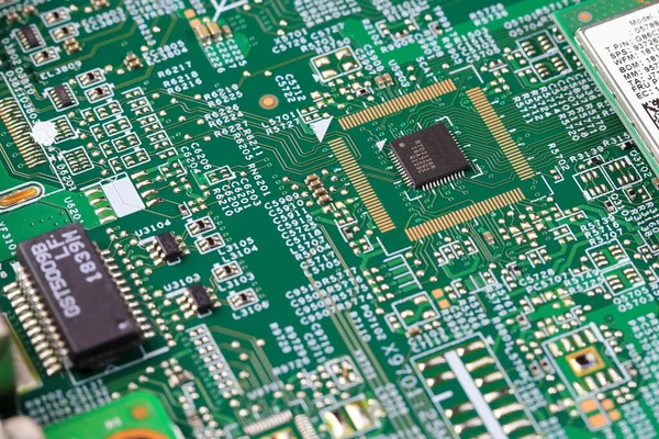 Mikroprocesszor Számítógép Áramköri Lapján Elektronikus Alkatrész Fényképe Elektronikus Berendezésben — Stock Fotó
