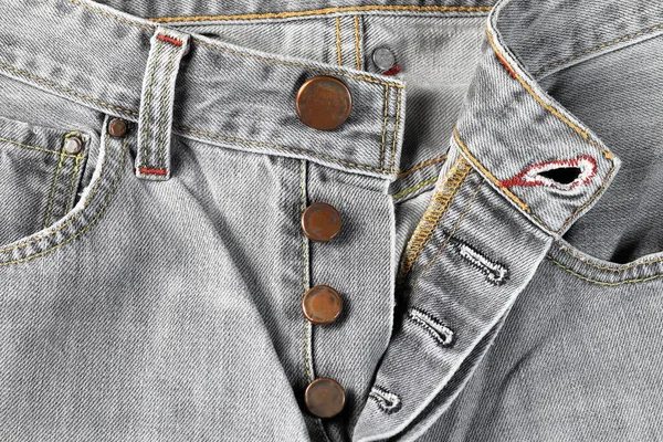 Close Bottoni Moda Jeans Denim Con Cucitura Fashion Design — Foto Stock