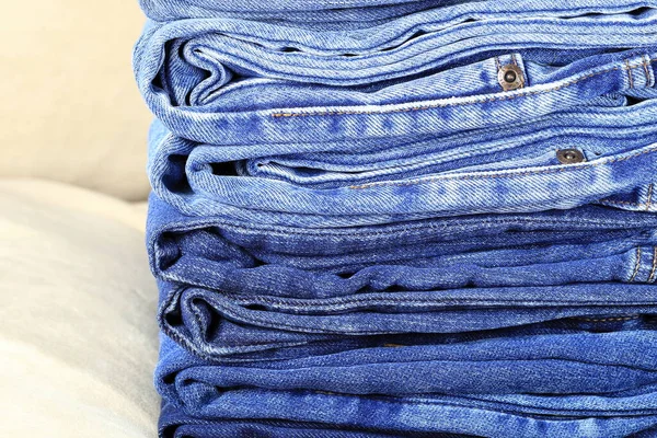 Pila Mezclilla Azul Detalle Jeans Patrón Textura Fondo Lona Mezclilla — Foto de Stock