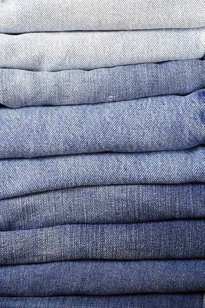 Pila Mezclilla Azul Detalle Jeans Patrón Textura Fondo Lona Mezclilla —  Fotos de Stock