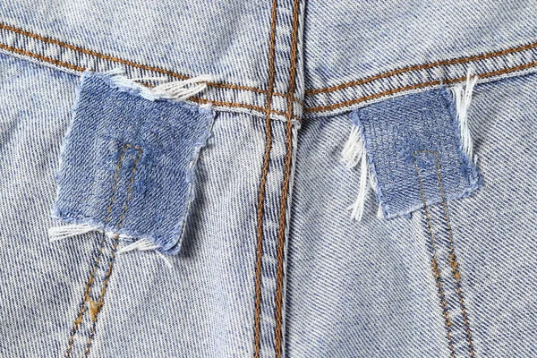 Reparación Mezclilla Estilo Costura Interior Parte Posterior Textura Patchwork Jeans — Foto de Stock