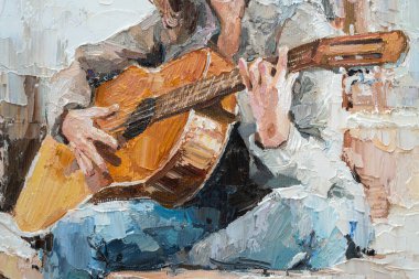 .Kız gitar çalıyor..