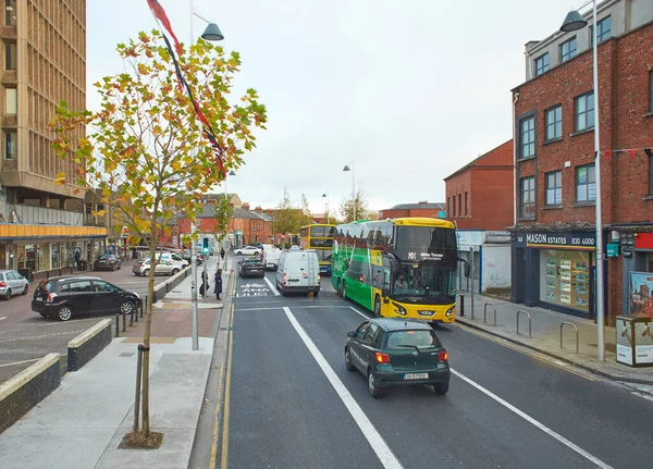 Dublin Ierland 2021 Straten Van Dublin Met Auto Voetgangers Fietsers — Stockfoto