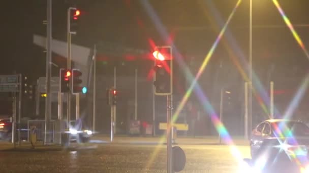 Tallaght Ireland 2020 Night Traffic Jam Road Lit Lanterns Form — Stock Video